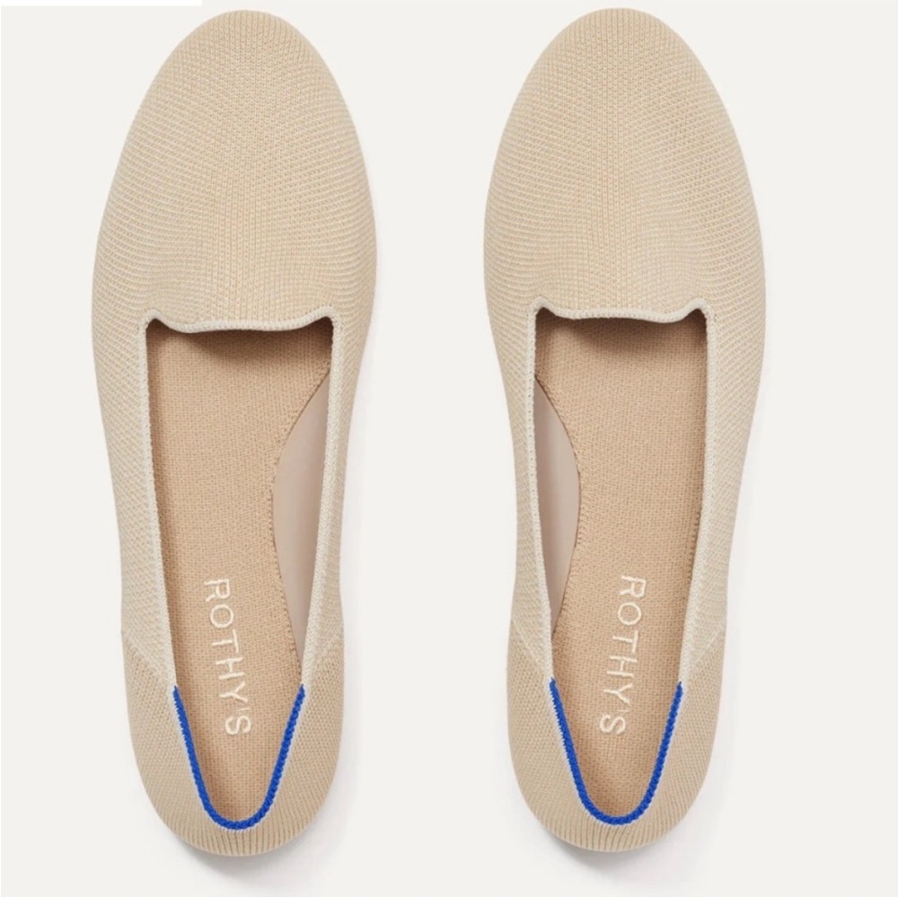 Rothy’s The Loafer Sand Stone Beige Knit Flats Size 13 NIB Washable
